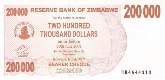 200000 Dollars Zimbabwe p.49 2007